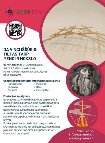 Da Vinci iššūkis tiltas tarp meno ir mokslo - Loginė seka
